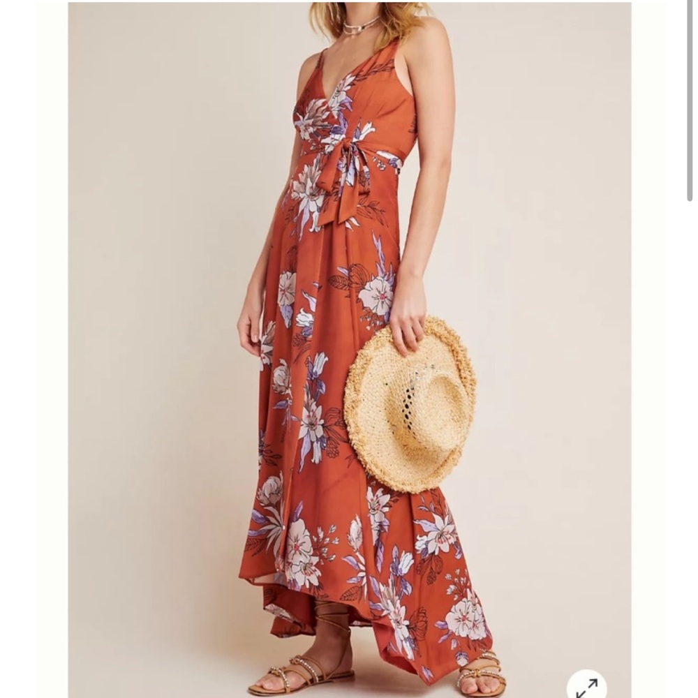 Anthropologie palmetto wrap maxi dress